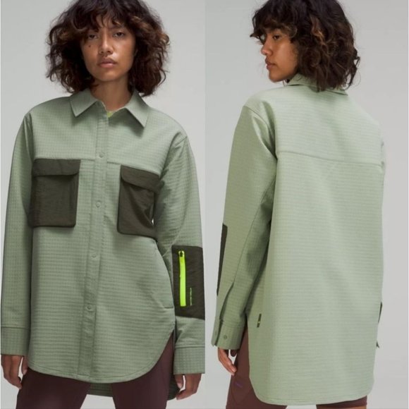 lululemon athletica Tops - Lululemon Women's Grid Fleece Hiking Overshirt Laurel Green/Medium Olive Size 8